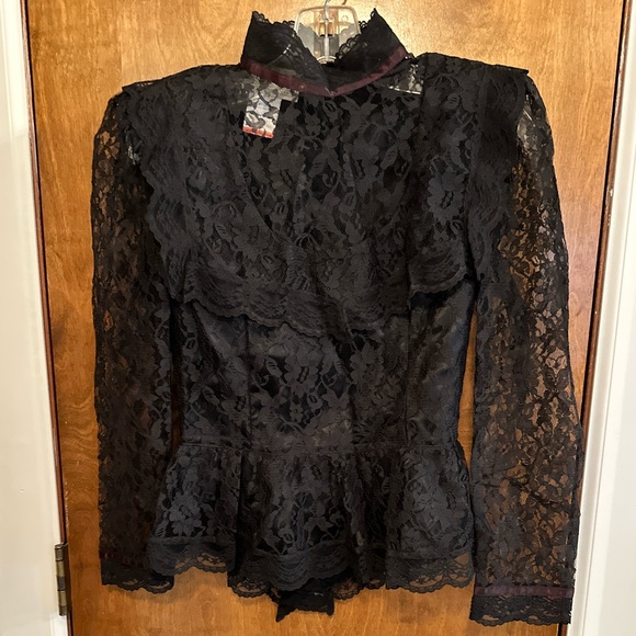 Gunne Sax Black Lace Top Size 7  or S - Picture 13 of 15